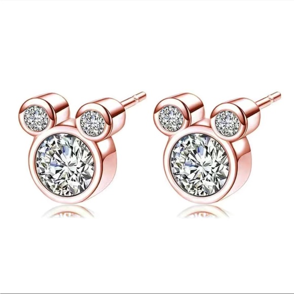 Independent Jewelry - MICKEY MOUSE rose gold and white simulated Diamond earrings new NWT Disney
